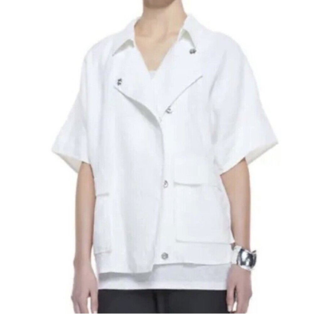 Eileen Fisher 100% Organic Linen Jacket Size-M White